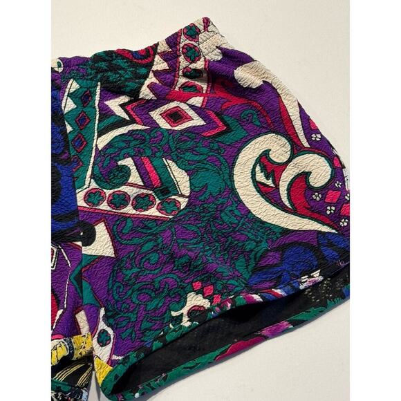 James Kidd Mixed Print Artsy Shorts Colorful Pull On Elastic Waist Textured Boho - Picture 3 of 5
